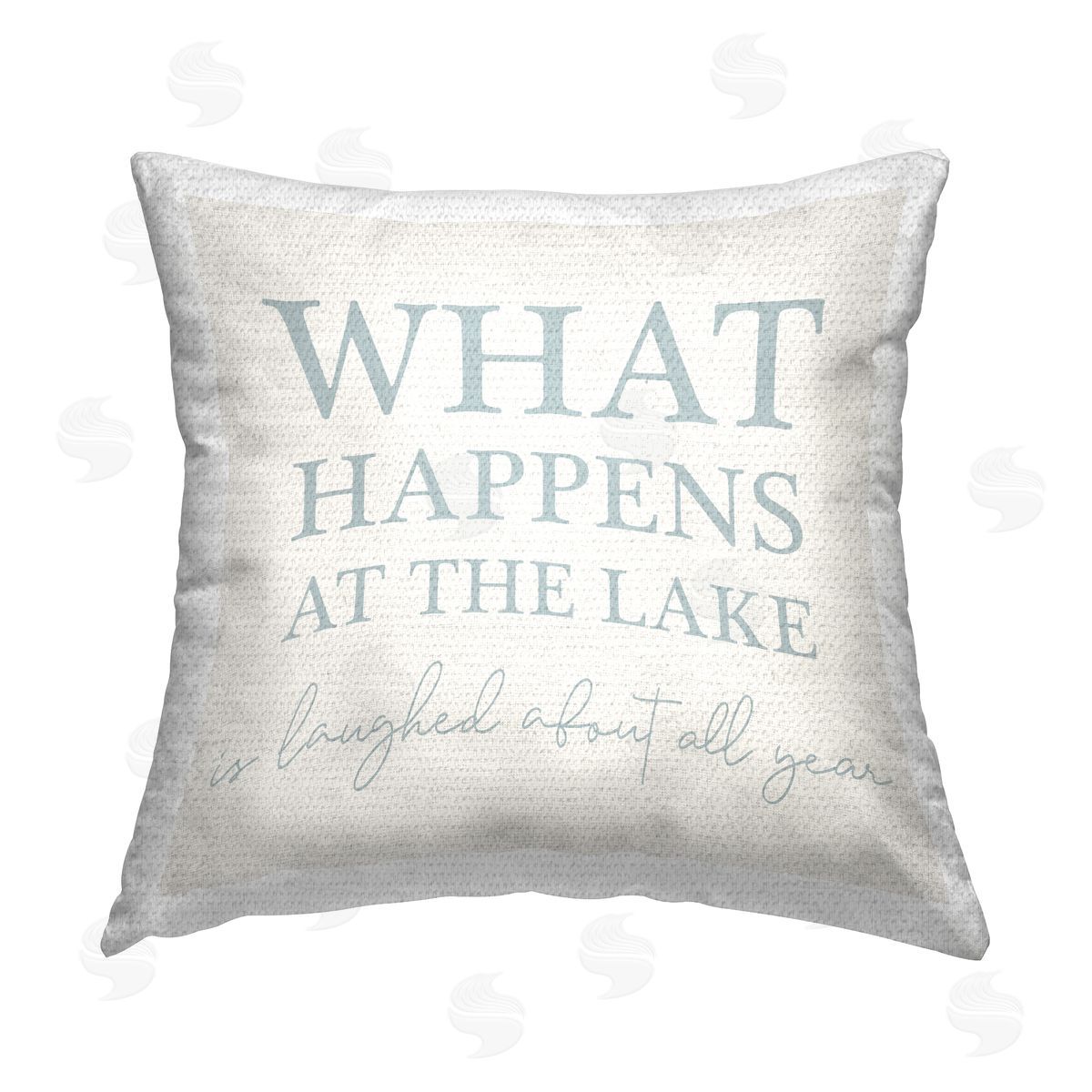 What Happens At Lake Phrase Outdoor Printed Pillow, Home Decor by Stupell Studio