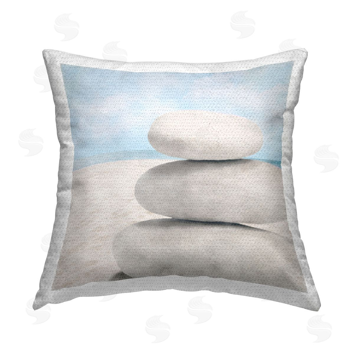 Stacked Rocks on Beach Outdoor Printed Pillow, Home Decor by LSR Design Studio