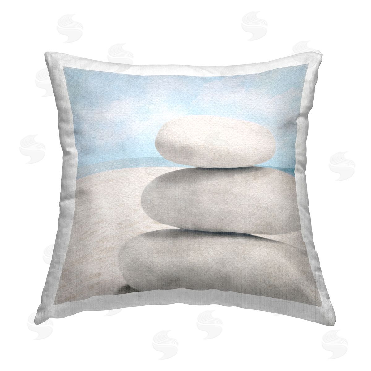 Stacked Rocks on Beach Decorative Printed Pillow, Home Decor by LSR Design Studio