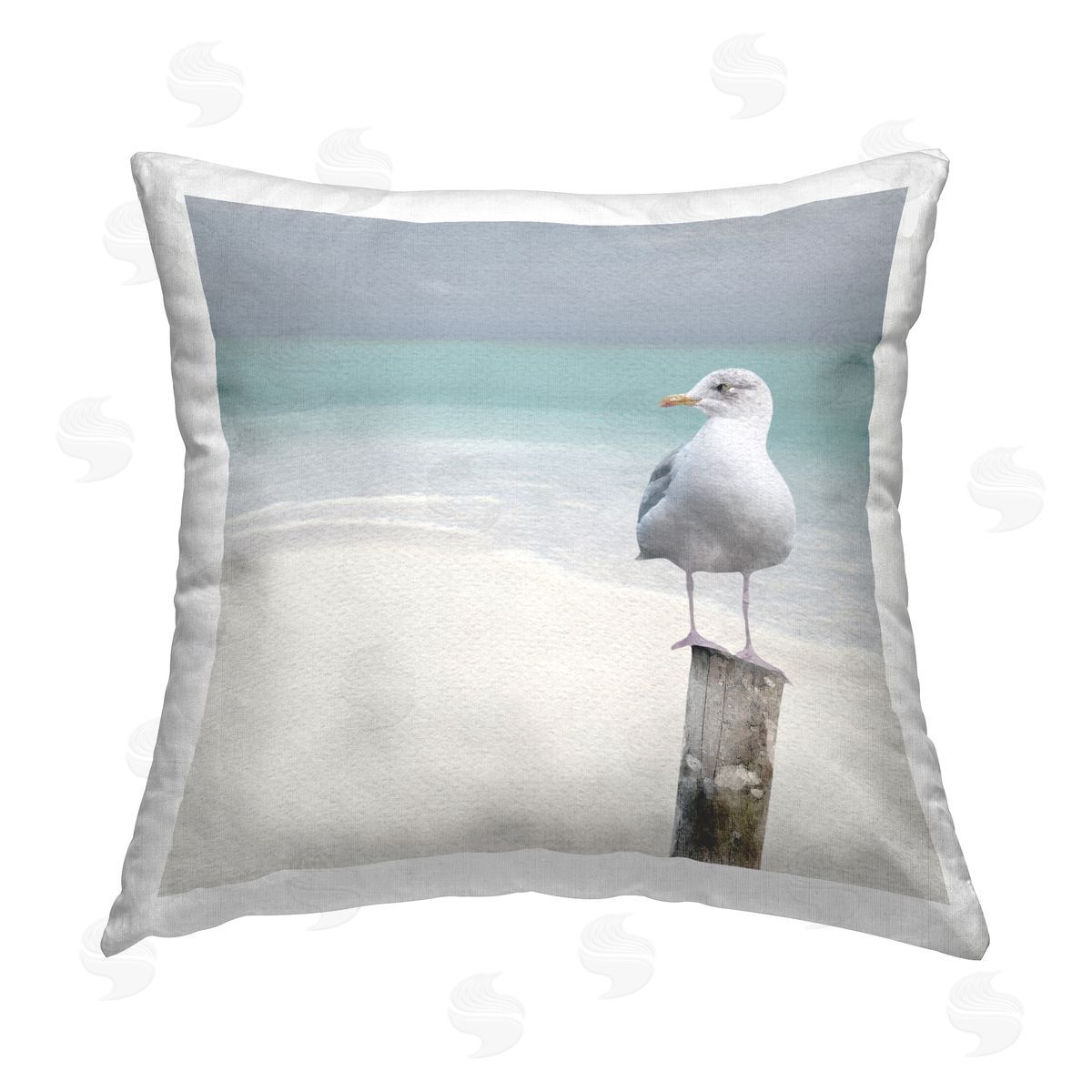 Seagull Perched Landscape Decorative Printed Pillow, Home Decor by LSR Design Studio