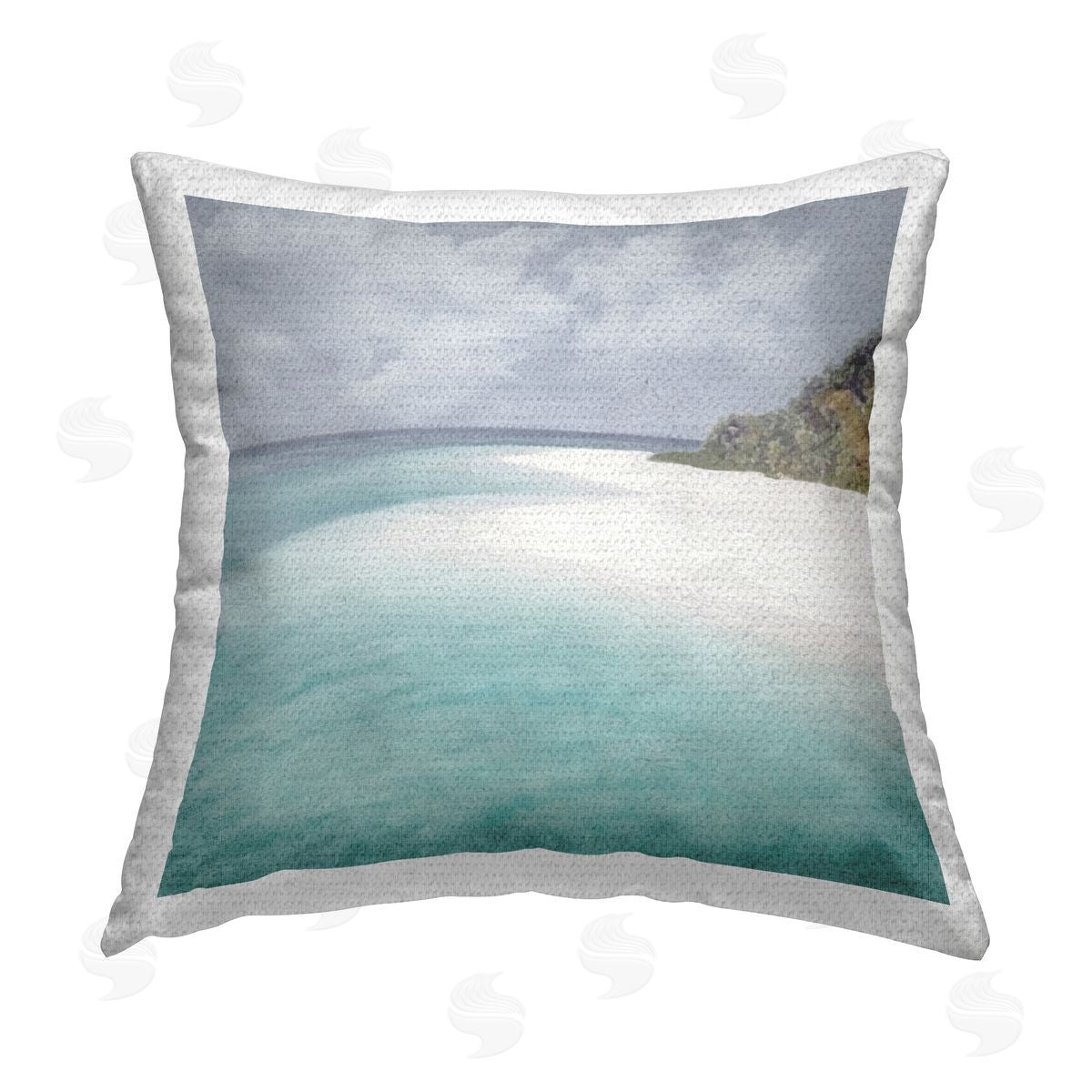 Tropical Beach Landscape Outdoor Printed Pillow, Home Decor by LSR Design Studio