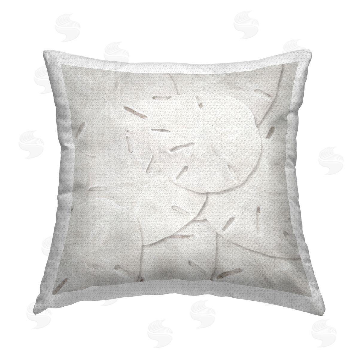 White Beach Sand Dollars Outdoor Printed Pillow, Home Decor by LSR Design Studio