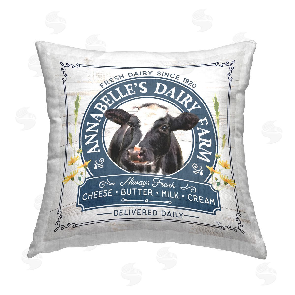 Vintage Dairy Farm Cow Decorative Printed Pillow, Home Decor by Mollie B.