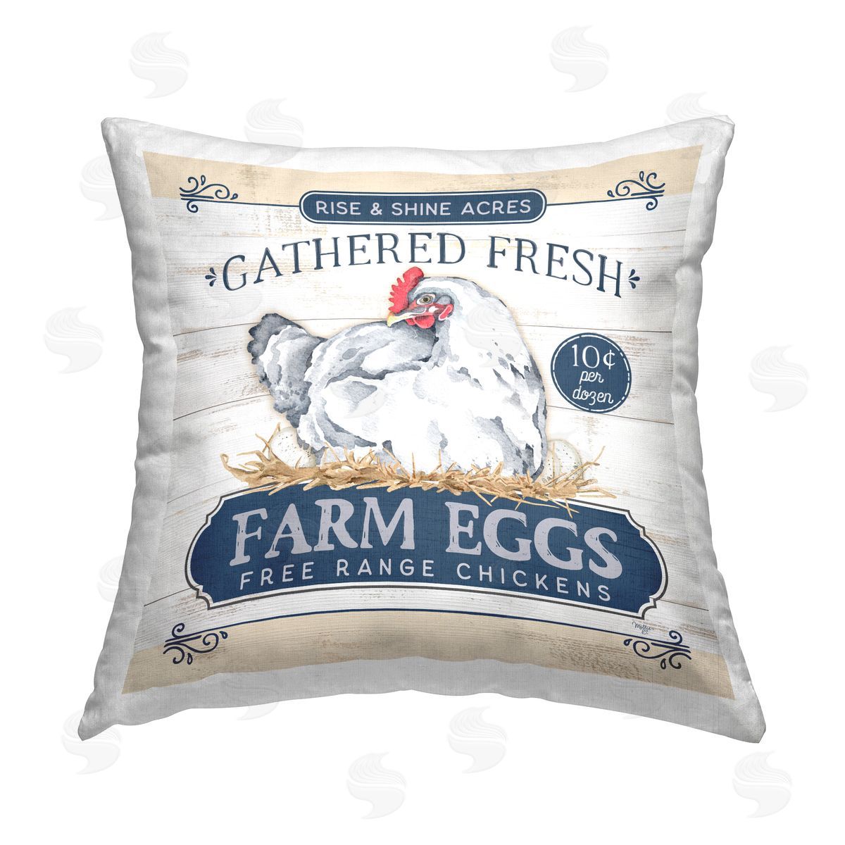 Rustic Farm Eggs Ad Decorative Printed Pillow, Home Decor by Mollie B.