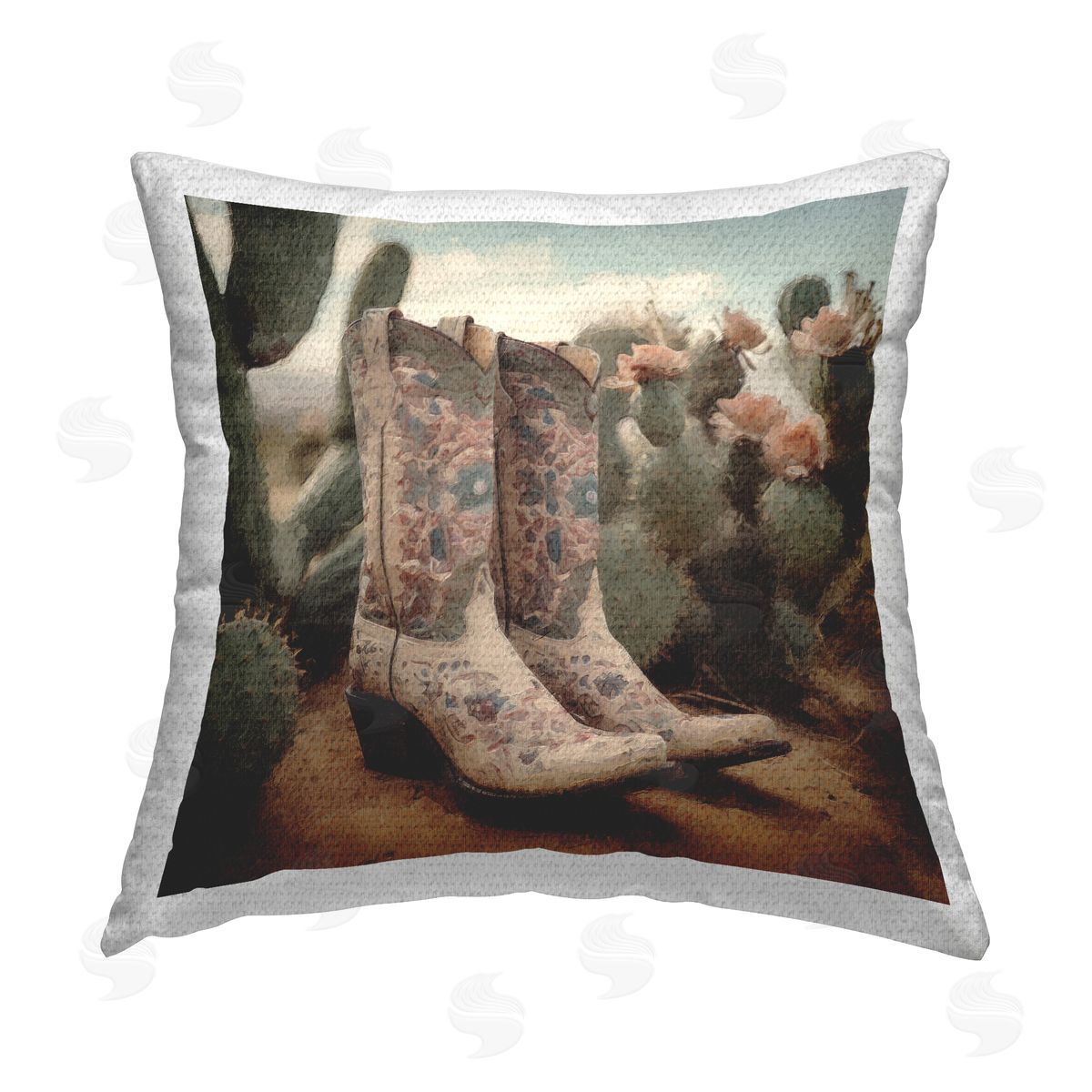 Cowgirl Boots in Desert Outdoor Printed Pillow, Home Decor by LSR Design Studio