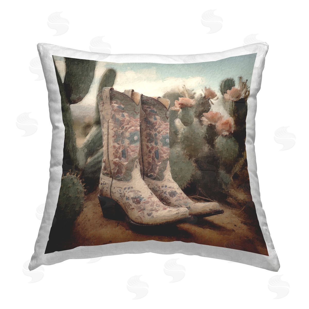 Cowgirl Boots in Desert Decorative Printed Pillow, Home Decor by LSR Design Studio