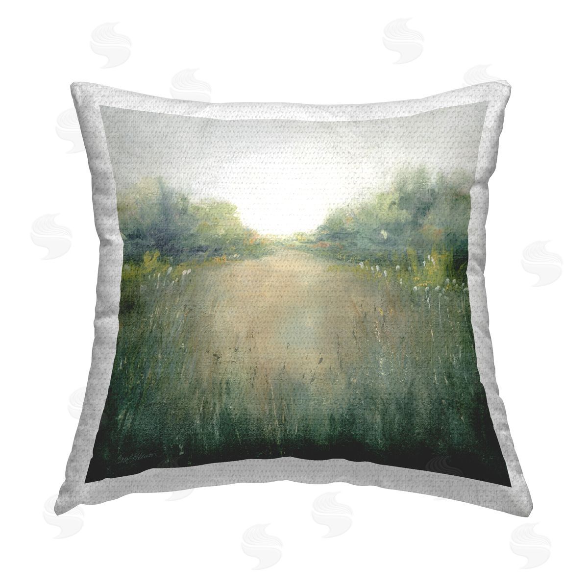 Green Pond Landscape Outdoor Printed Pillow, Home Decor by Carol Robinson
