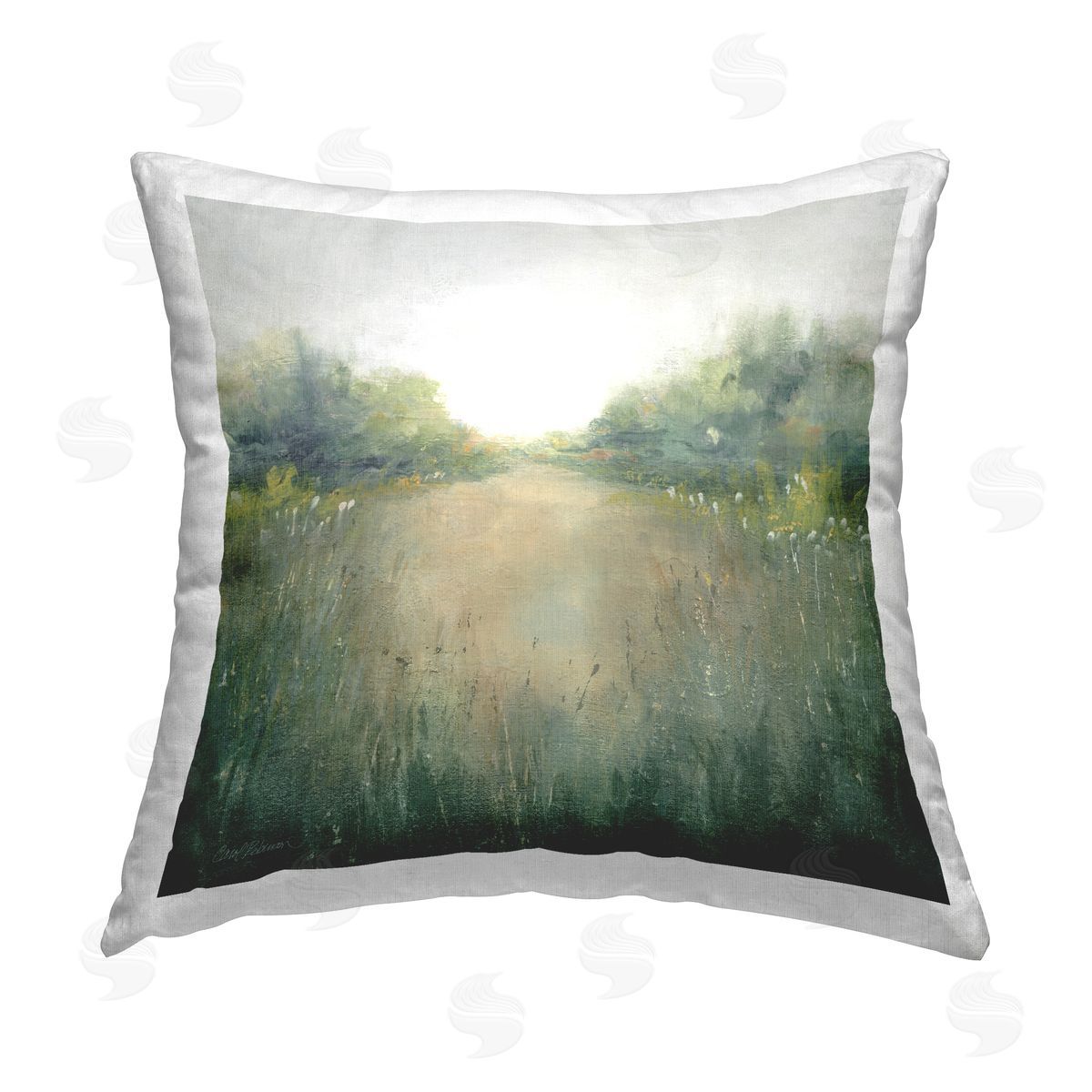 Green Pond Landscape Decorative Printed Pillow, Home Decor by Carol Robinson