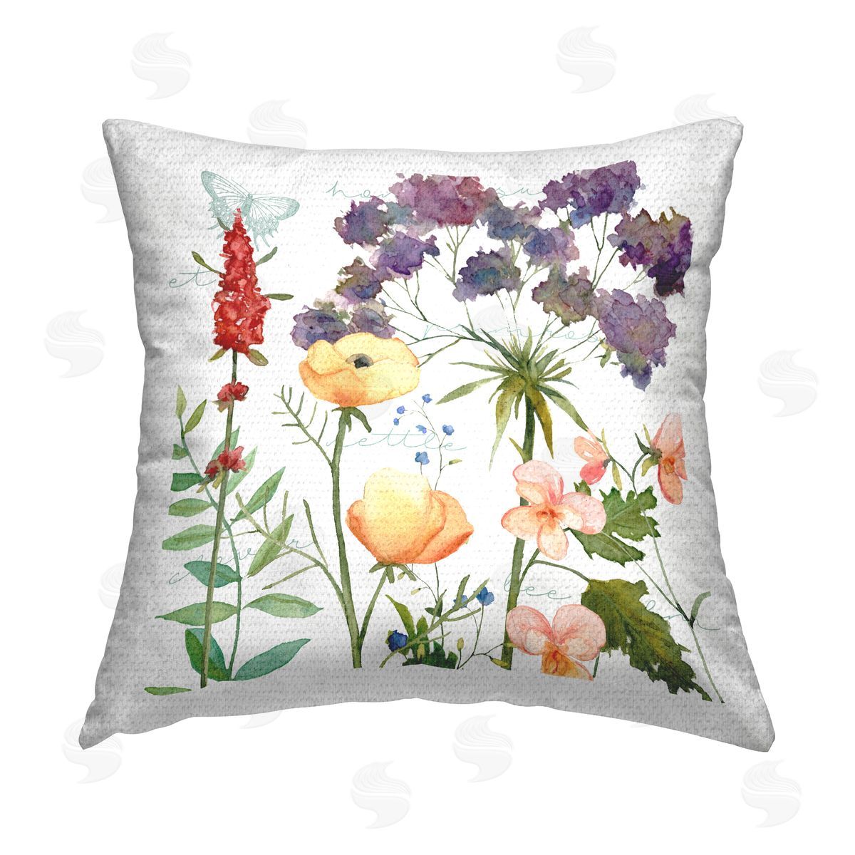Mixed Garden Flowers Outdoor Printed Pillow, Home Decor by Livi and Finn