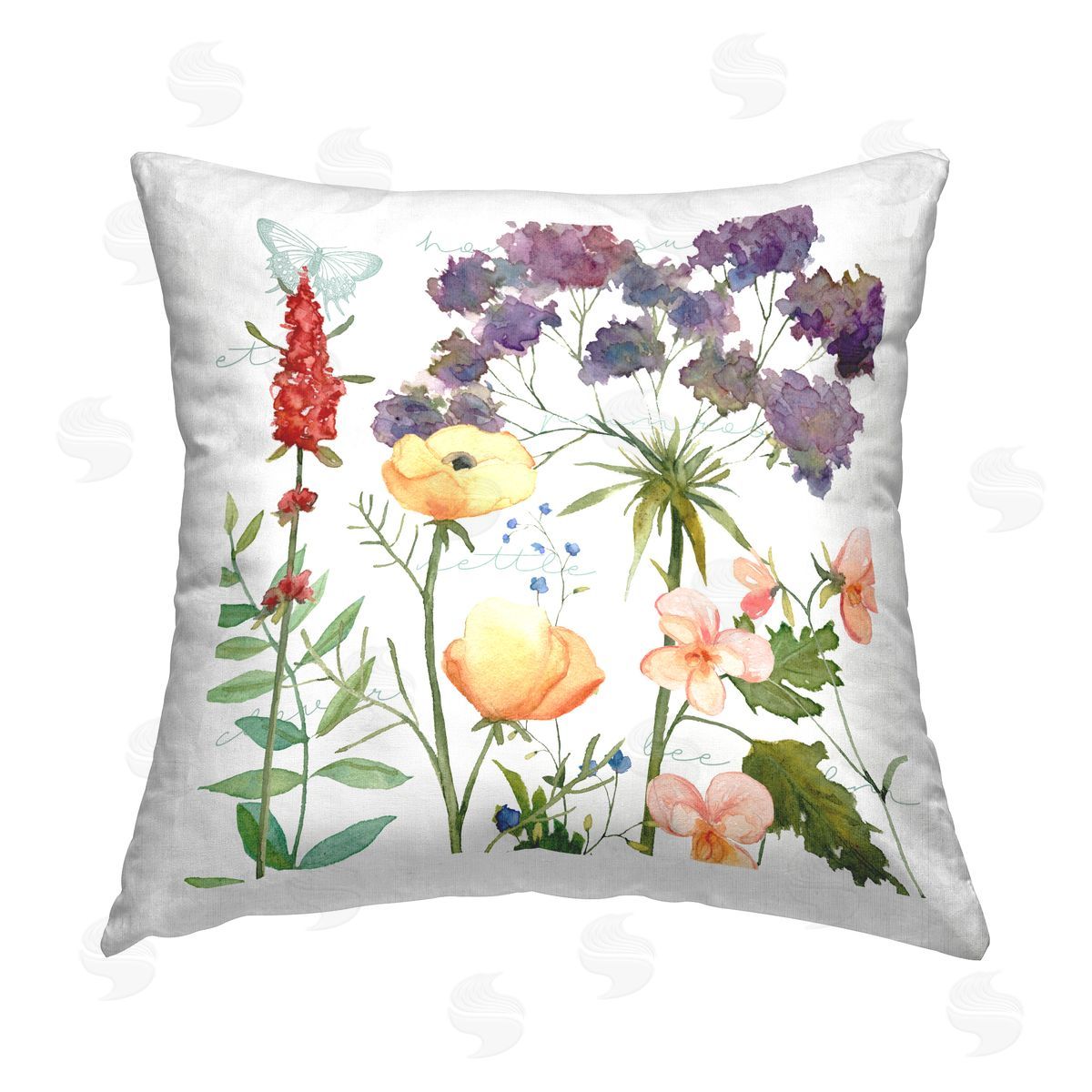 Mixed Garden Flowers Decorative Printed Pillow, Home Decor by Livi and Finn