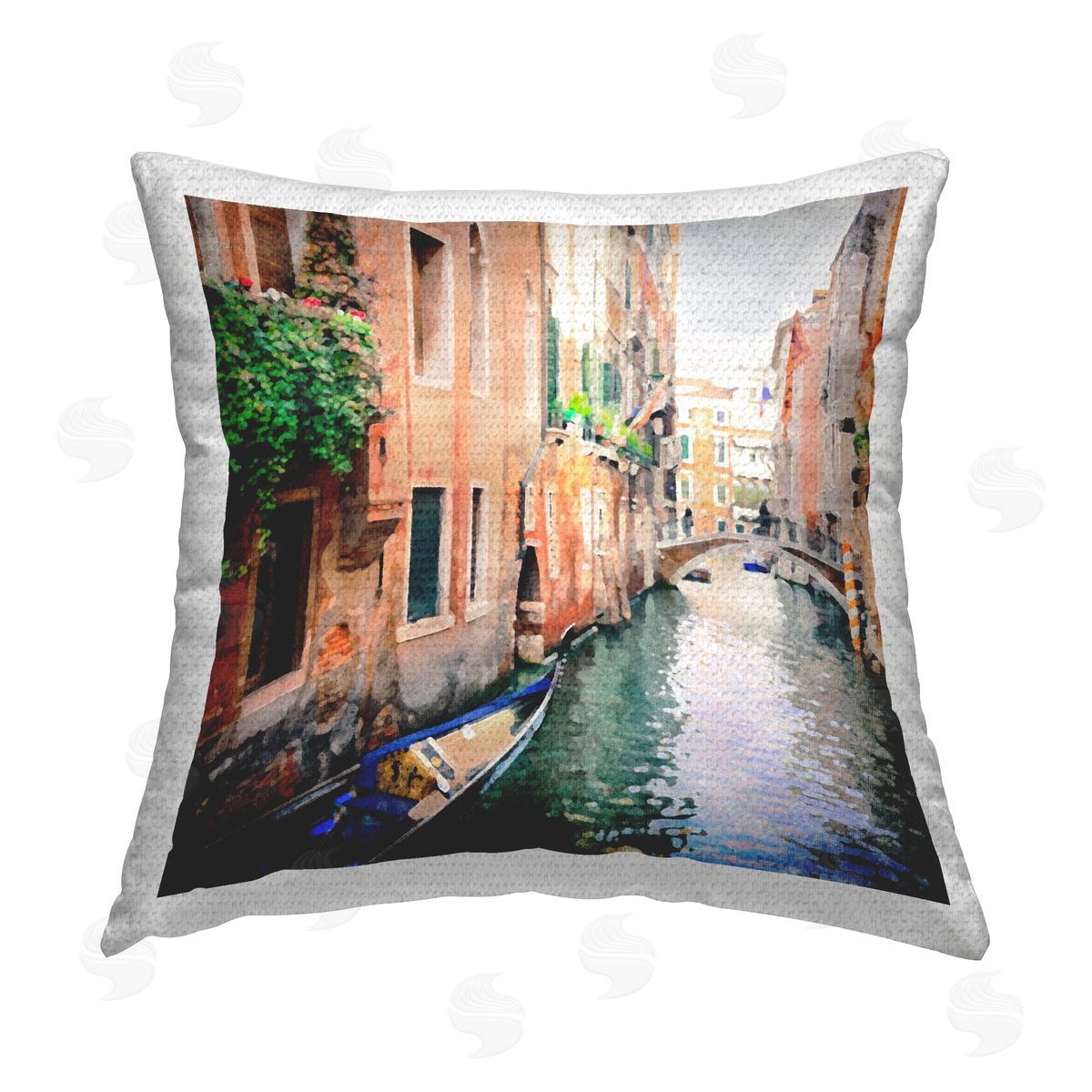 Italian Gondola in Canal Outdoor Printed Pillow, Home Decor by LSR Design Studio