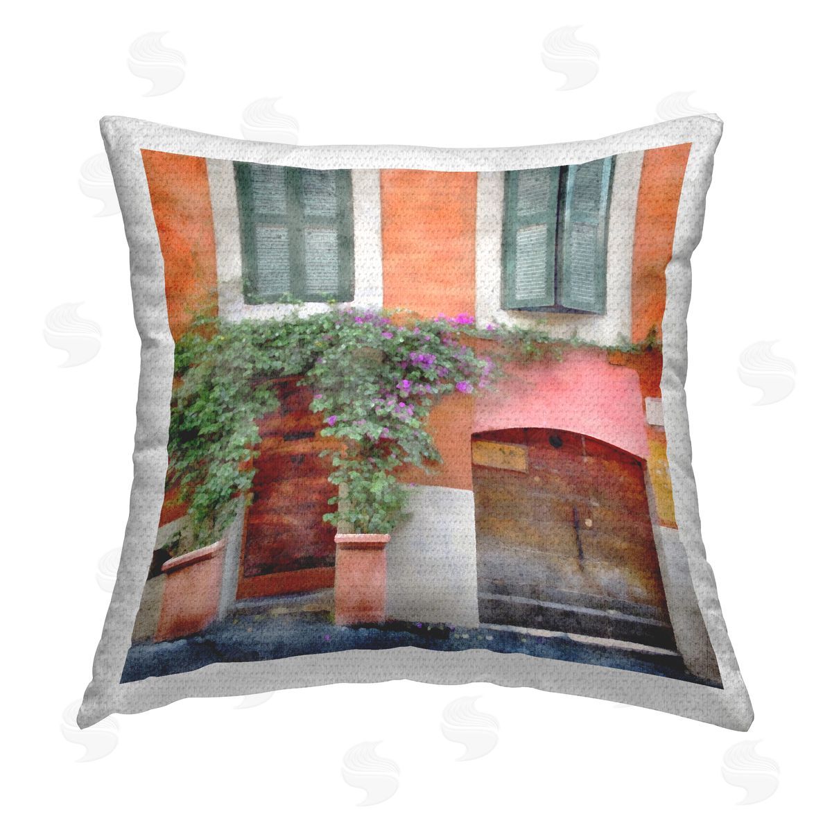 Urban Doorway with Ivy Outdoor Printed Pillow, Home Decor by LSR Design Studio