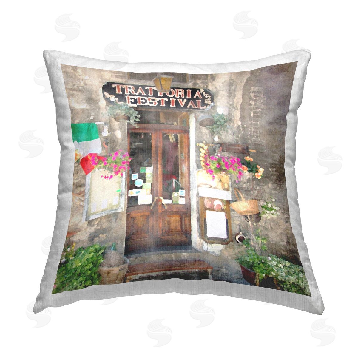 Italian Festival Doorway Decorative Printed Pillow, Home Decor by LSR Design Studio