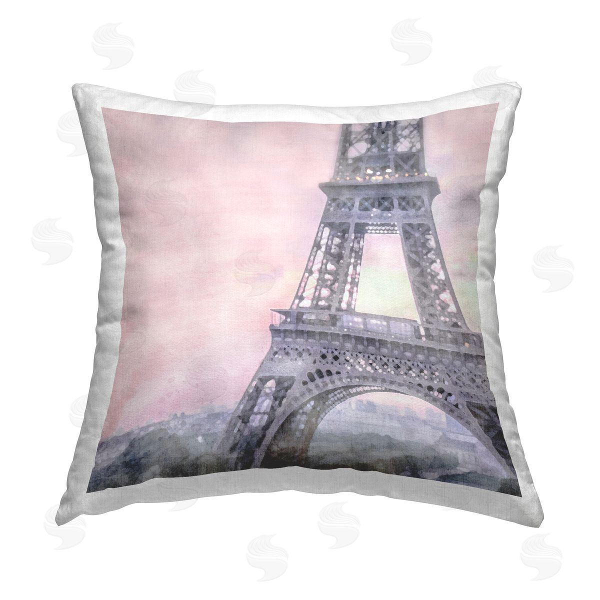 Pastel Eiffel Tower View Decorative Printed Pillow, Home Decor by LSR Design Studio