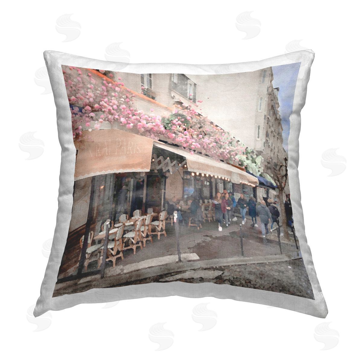 Italian Town Bistro Decorative Printed Pillow, Home Decor by LSR Design Studio
