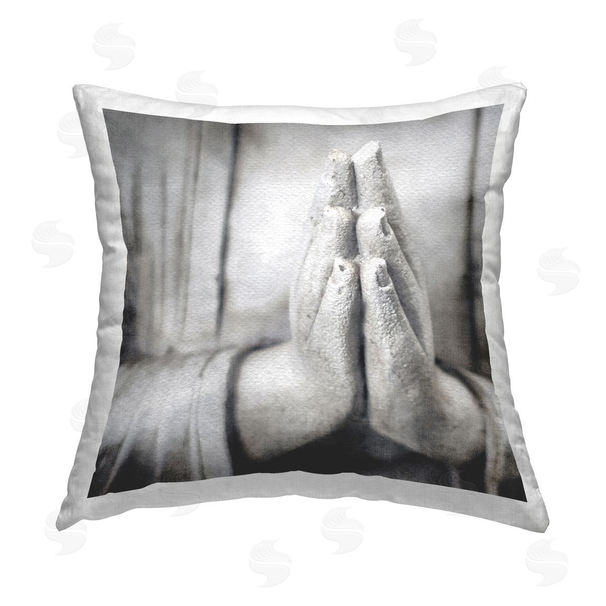 Zen Statue Praying Hands Decorative Printed Pillow, Home Decor by LSR Design Studio