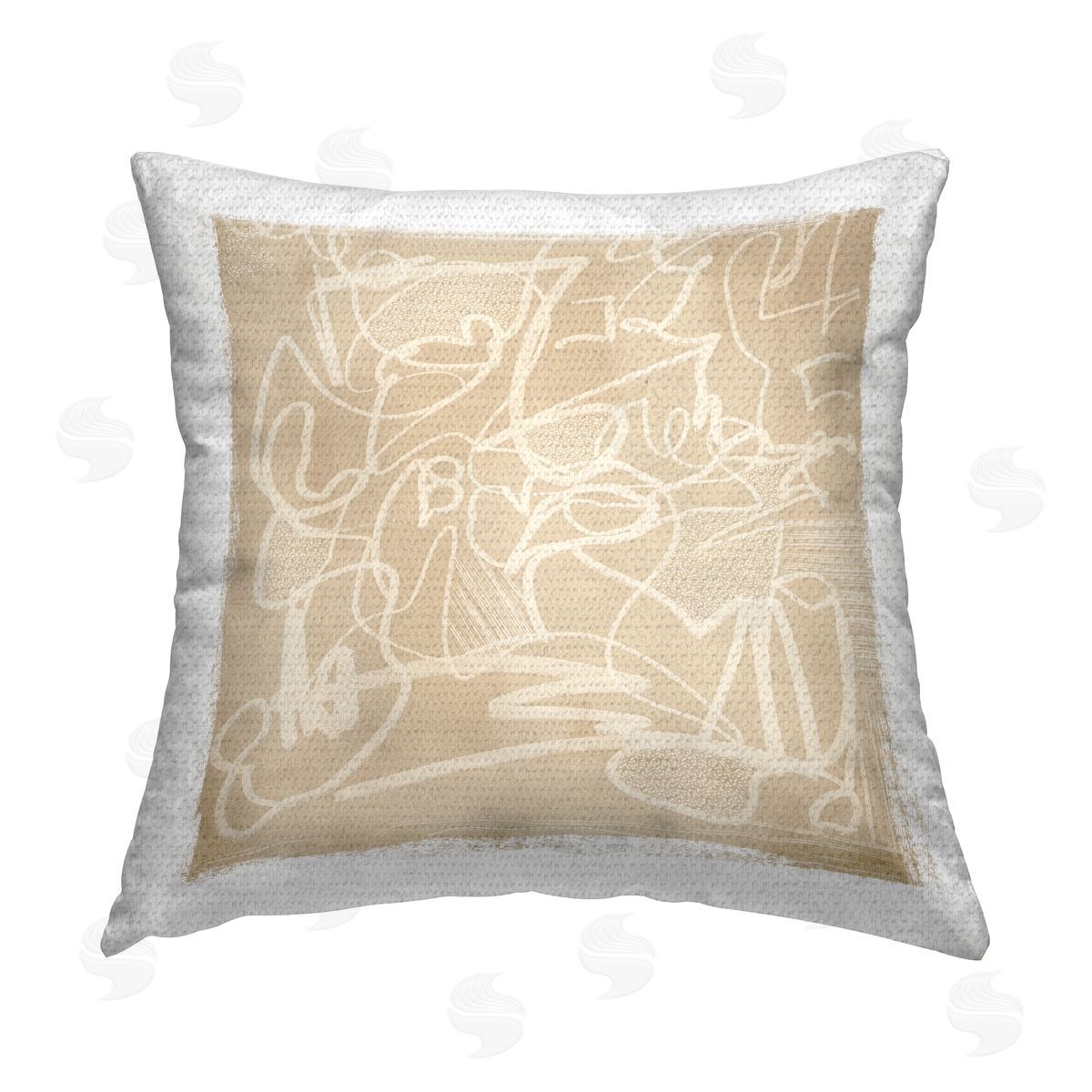 Beige Abstract Squiggles Outdoor Printed Pillow, Home Decor by Leah Straatsma
