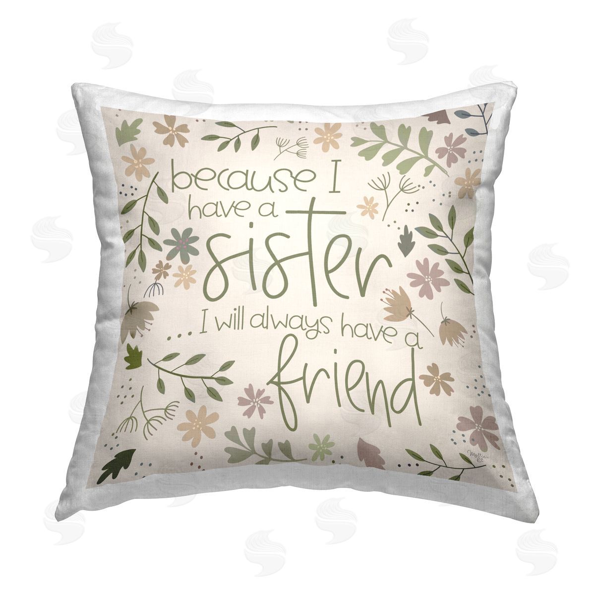 Sister & Friend Family Phrase Decorative Printed Pillow, Home Decor by Mollie B.