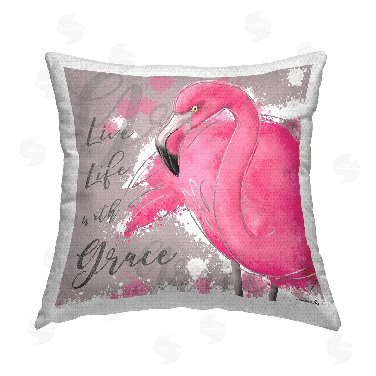 Grace Phrase Flamingo Outdoor Printed Pillow, Home Decor by Victoria Hutto