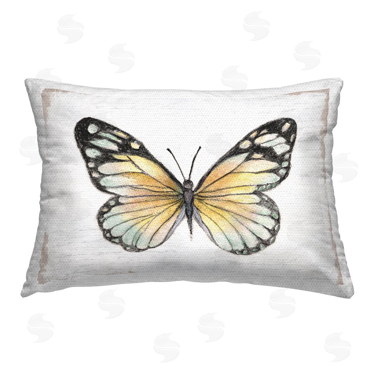 Country Butterfly on White Outdoor Printed Pillow, Home Decor by Janet Tava