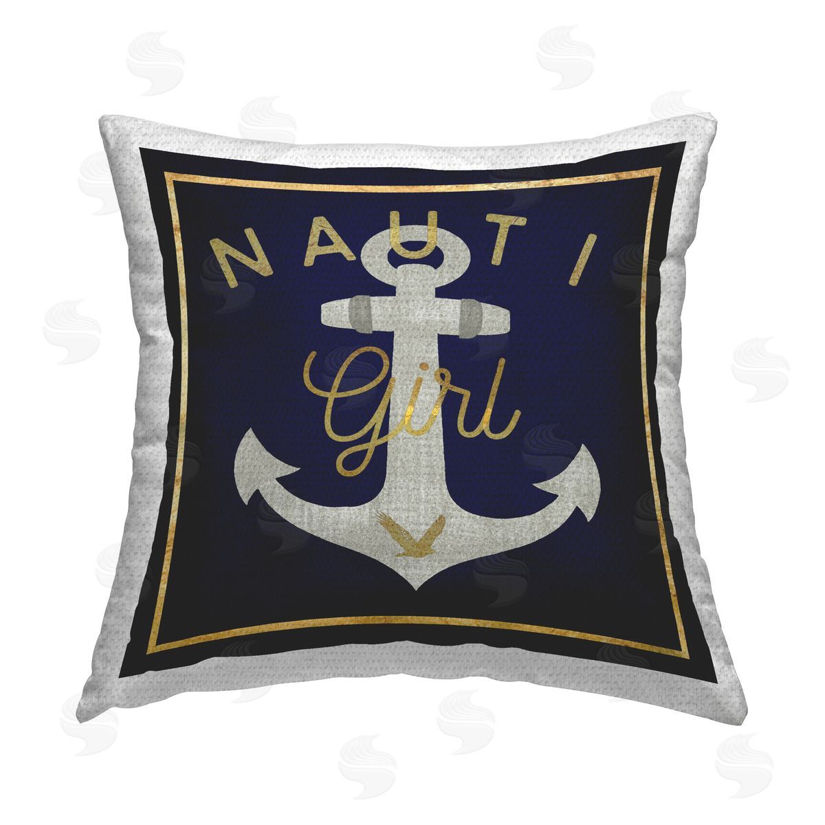 Nauti Girl with Anchor Outdoor Printed Pillow, Home Decor by Graffitee Studios