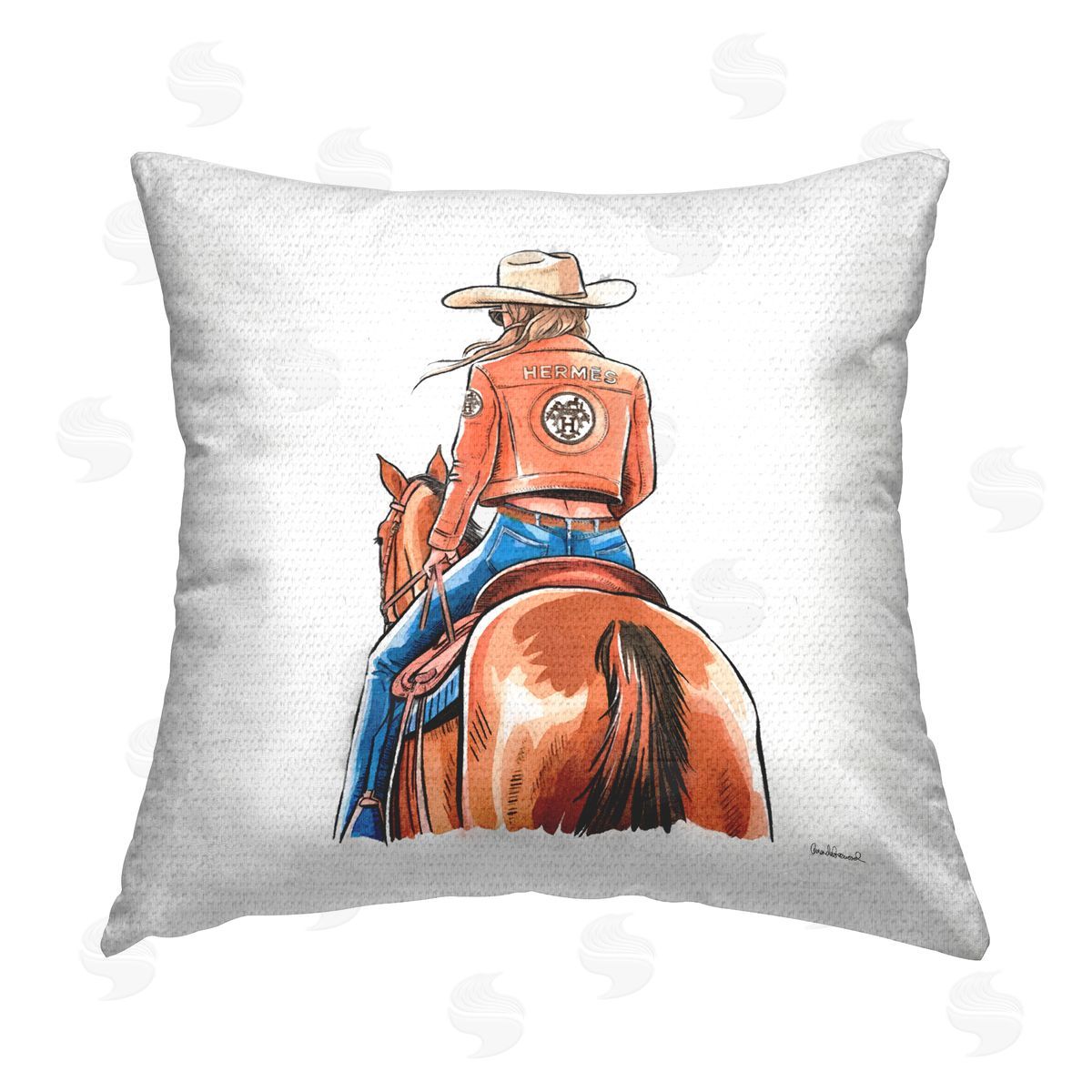 Fashionable Chic Cowgirl Outdoor Printed Pillow, Home Decor by Amanda Greenwood