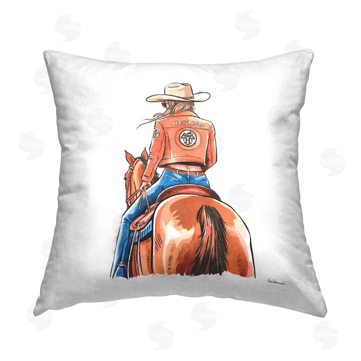 Fashionable Chic Cowgirl Decorative Printed Pillow, Home Decor by Amanda Greenwood