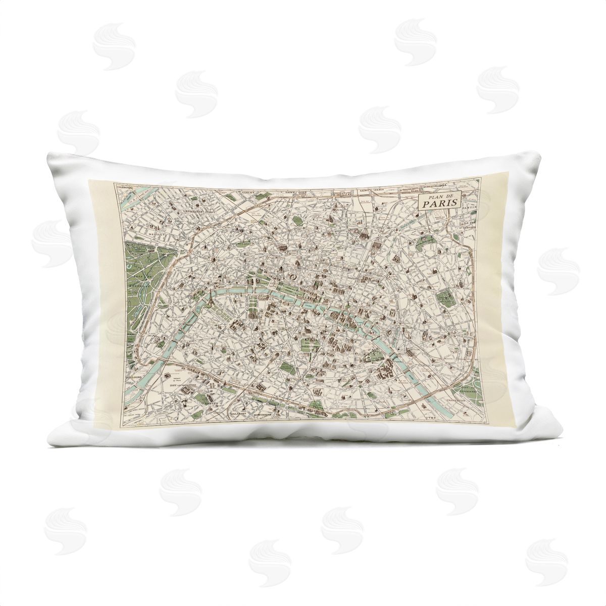Phillipa Katz Vintage Map of Paris Plush Polyester Art Print Pillow