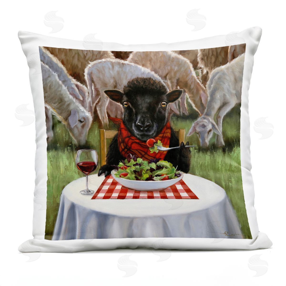 Lucia Heffernan | Cow Eating Salad & Wine