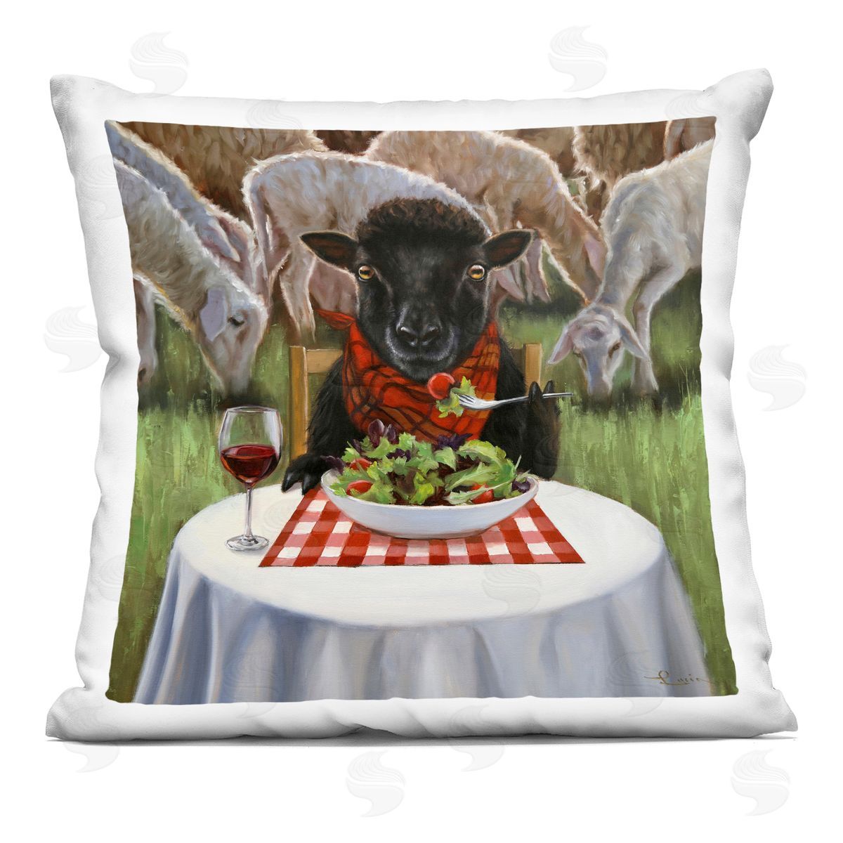 Lucia Heffernan | Cow Eating Salad & Wine
