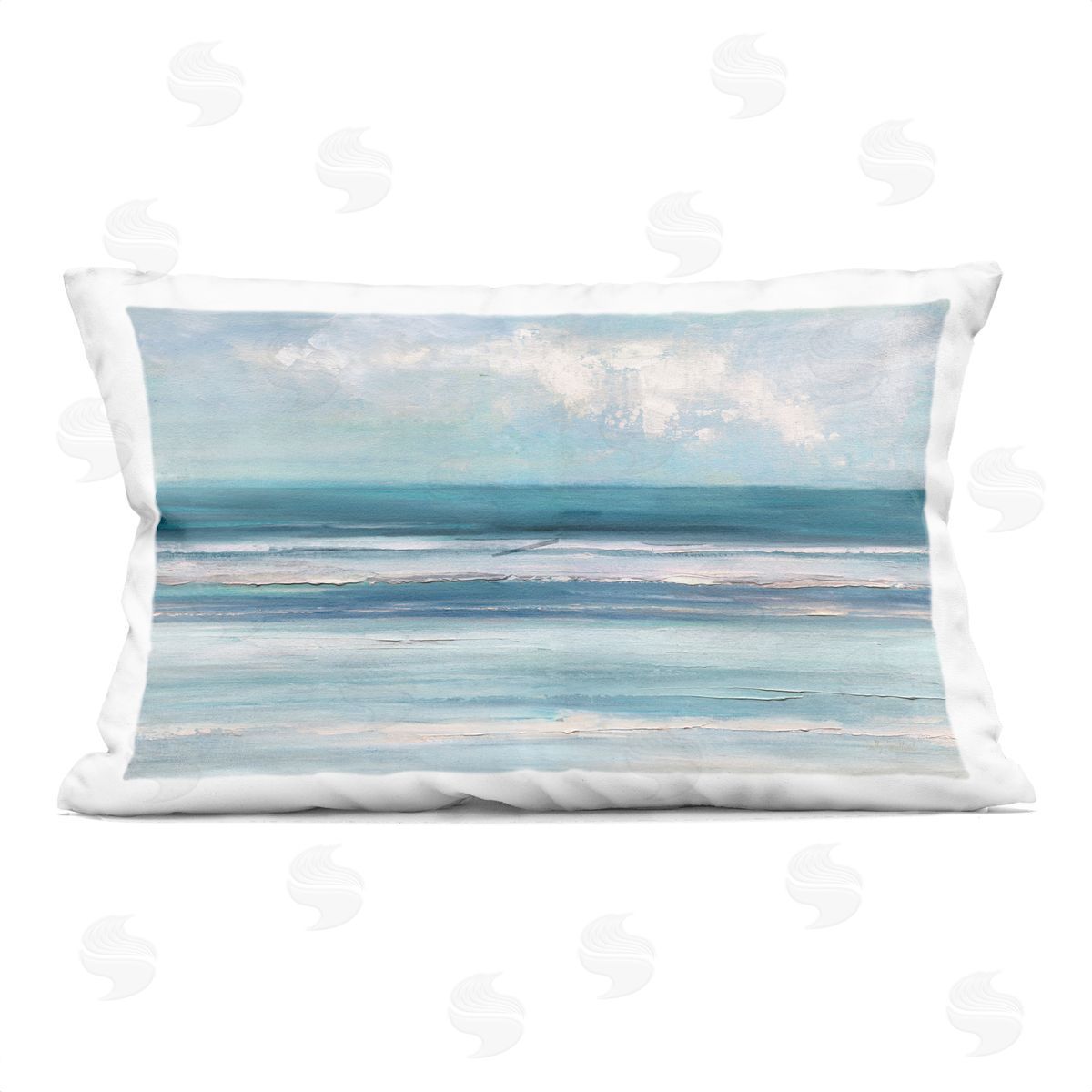 Sally Swatland Streaked Ocean Shore Plush Polyester Art Print Pillow