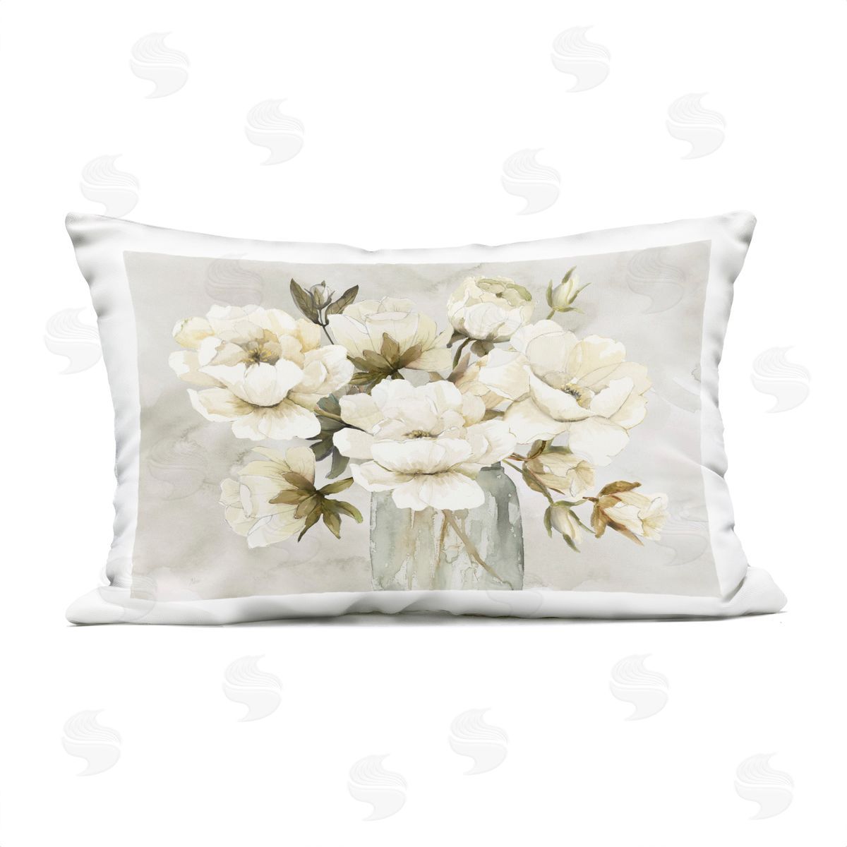 Nan White Roses in Country Jar Plush Polyester Art Print Pillow