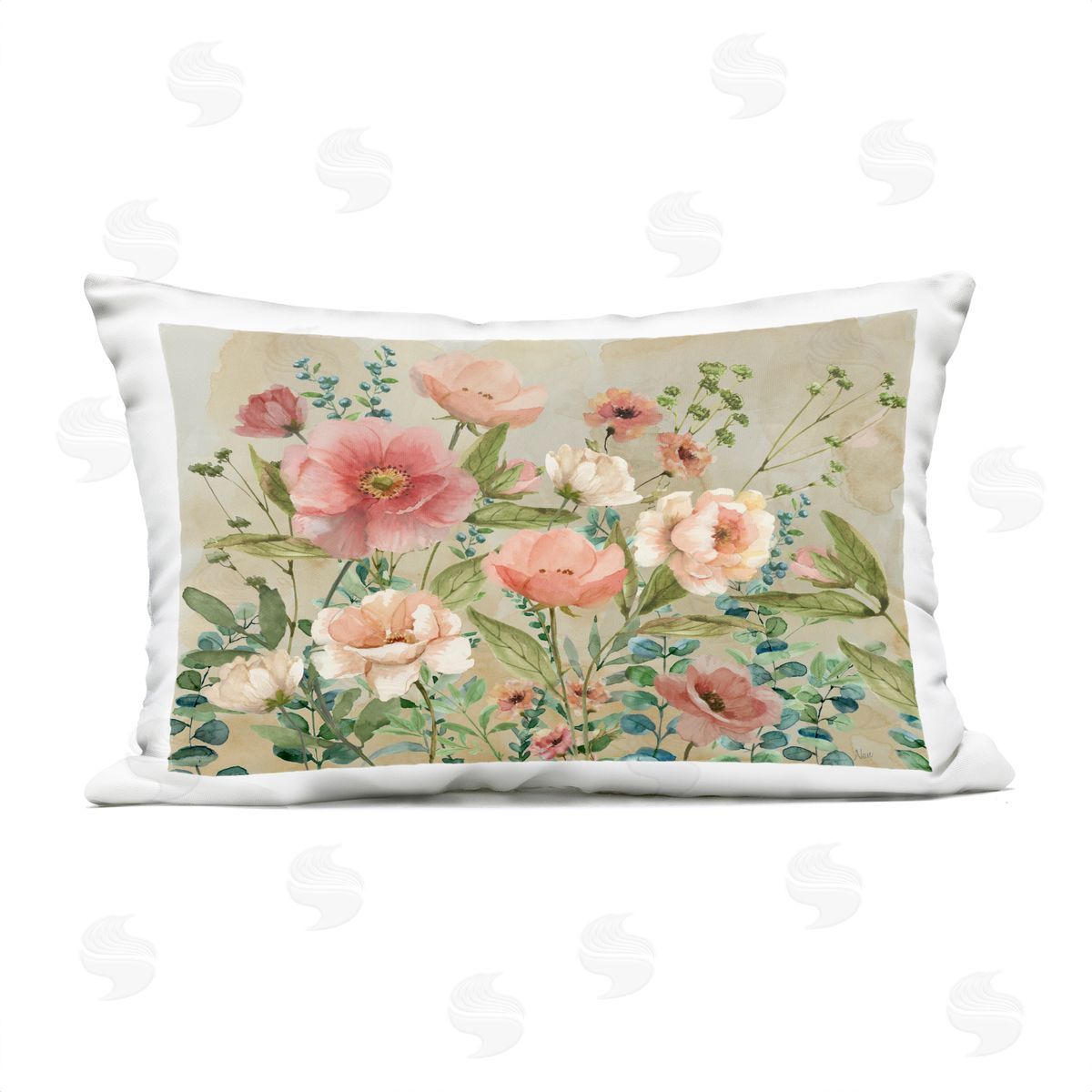 Nan Cluster of Spring Blooms Plush Polyester Art Print Pillow