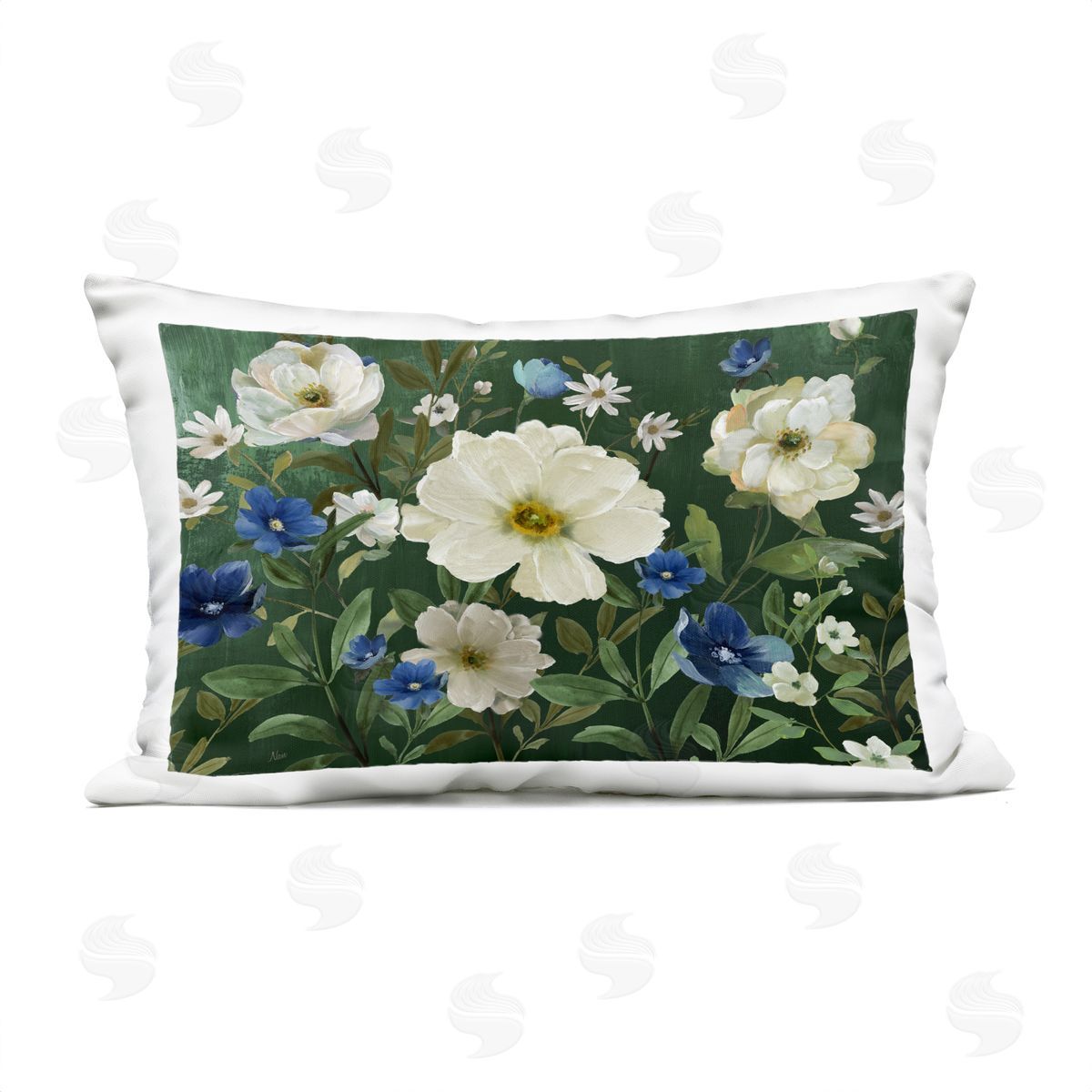 Nan Blooming White Flowers in Nature Plush Polyester Art Print Pillow