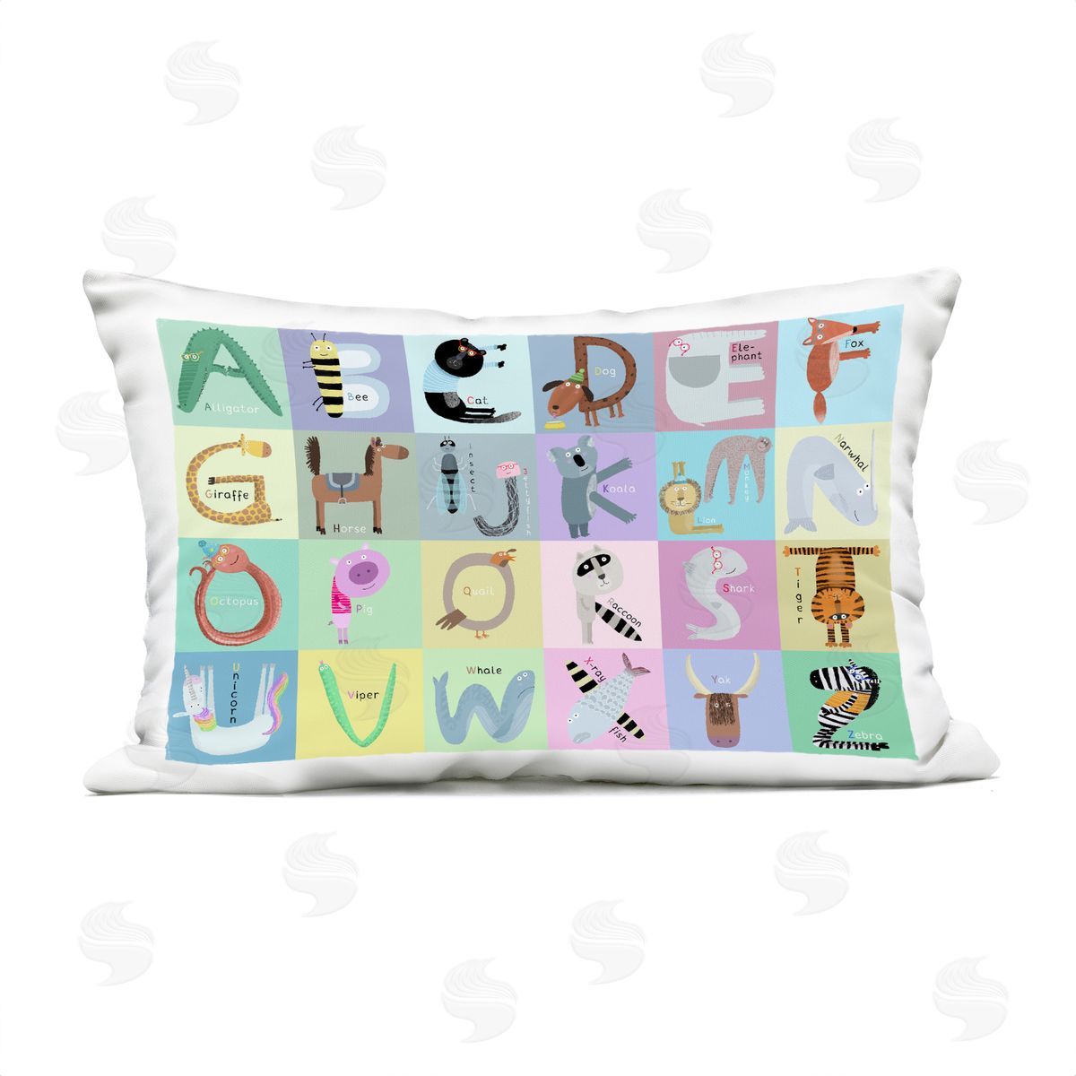 Carla Daly Whimsical Animal Alphabet Plush Polyester Art Print Pillow