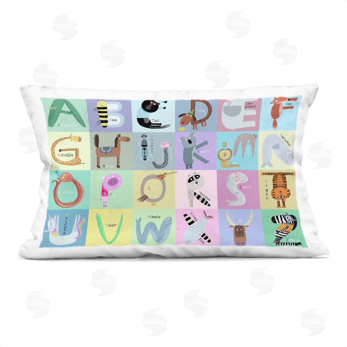 Carla Daly Whimsical Animal Alphabet Plush Polyester Art Print Pillow