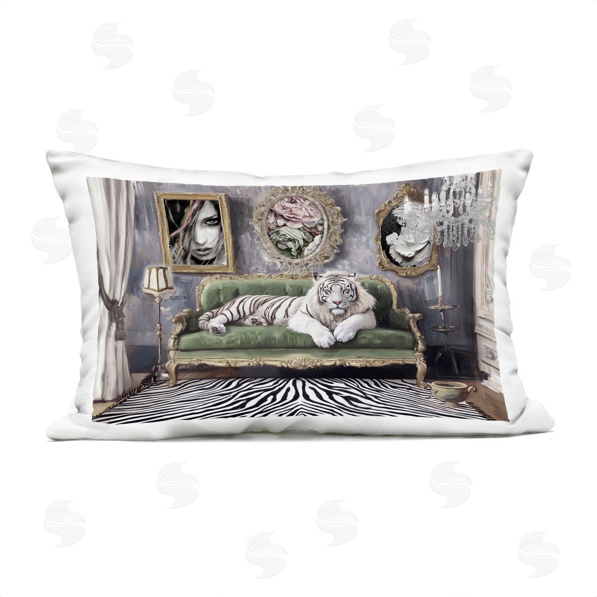 Annabelle Hall Languid Tiger in Opulent Space Plush Polyester Art Print Pillow