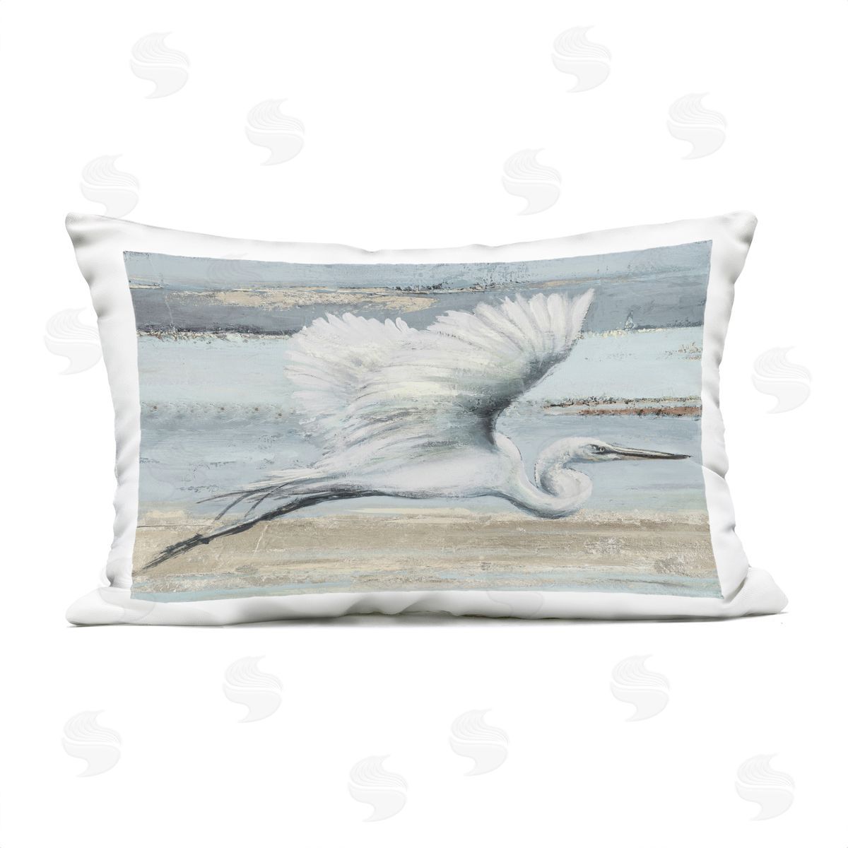 PATRICIA PINTO Soaring Great Egret Plush Polyester Art Print Pillow