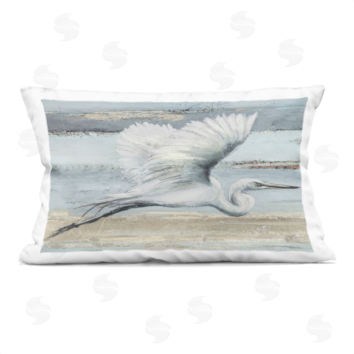 PATRICIA PINTO Soaring Great Egret Plush Polyester Art Print Pillow