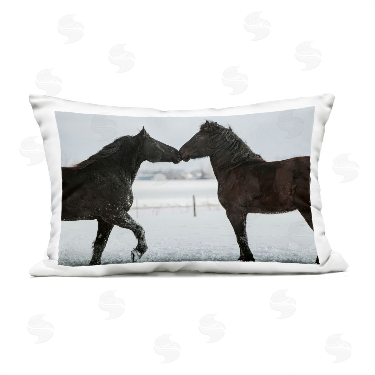 Amy Carroll Winter Horse Pair Plush Polyester Art Print Pillow