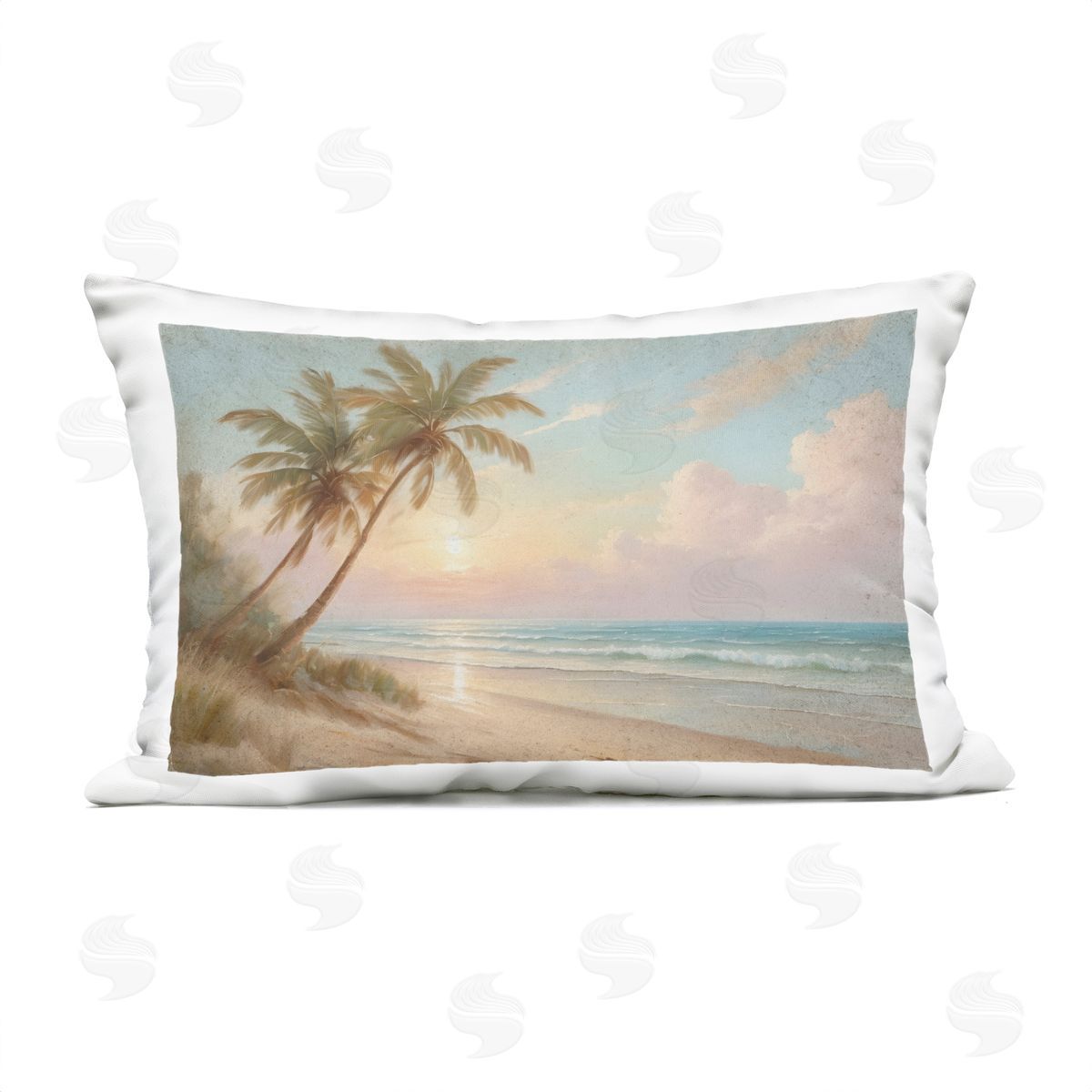 Kim Allen Sunset View Beach Palms Plush Polyester Art Print Pillow
