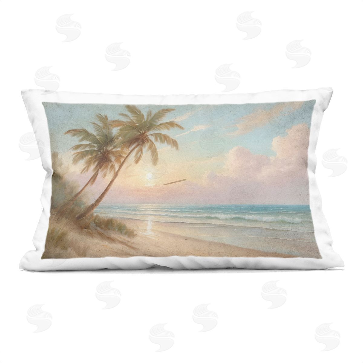 Kim Allen Sunset View Beach Palms Plush Polyester Art Print Pillow