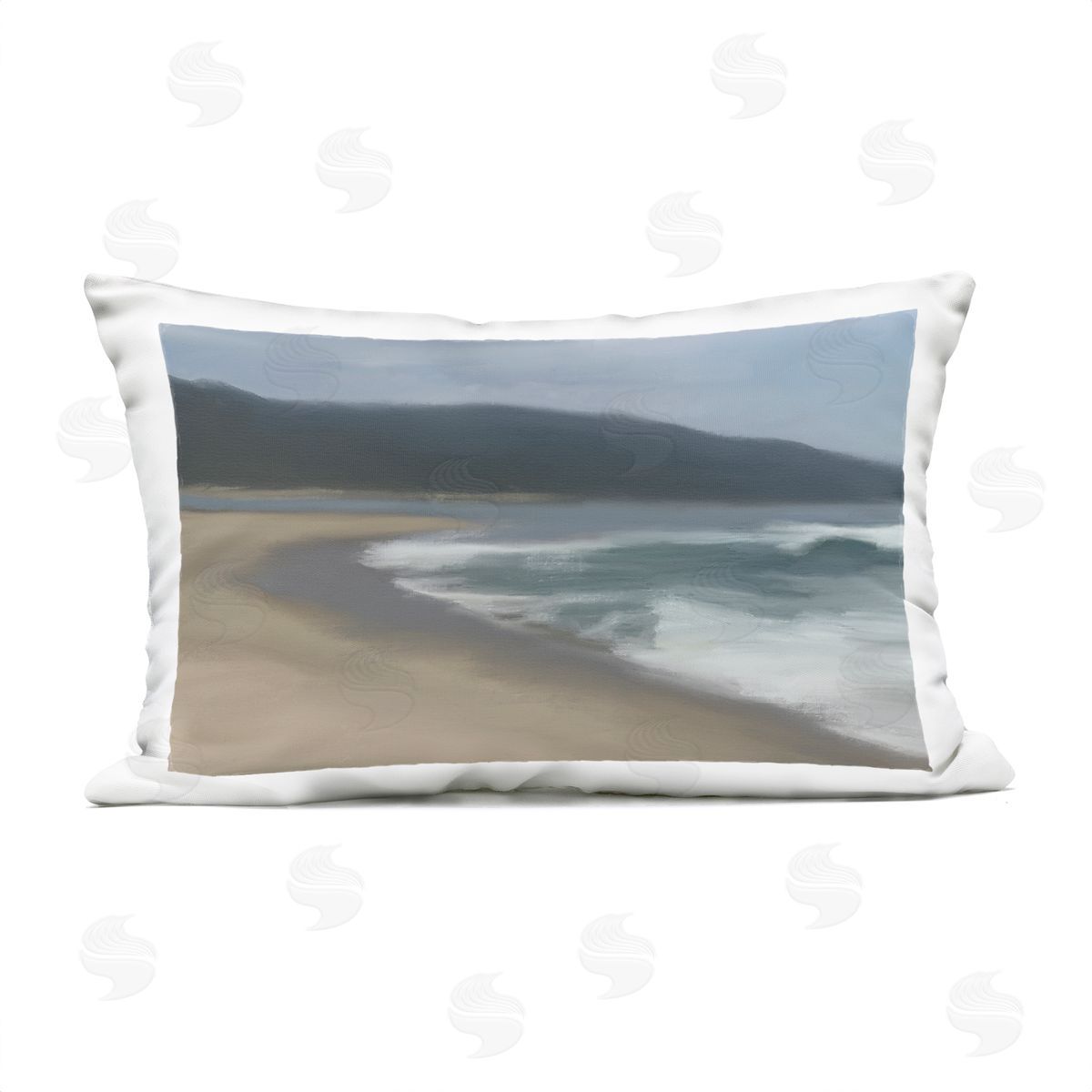 Matthew Piotrowicz Hazy Beach Curve Plush Polyester Art Print Pillow