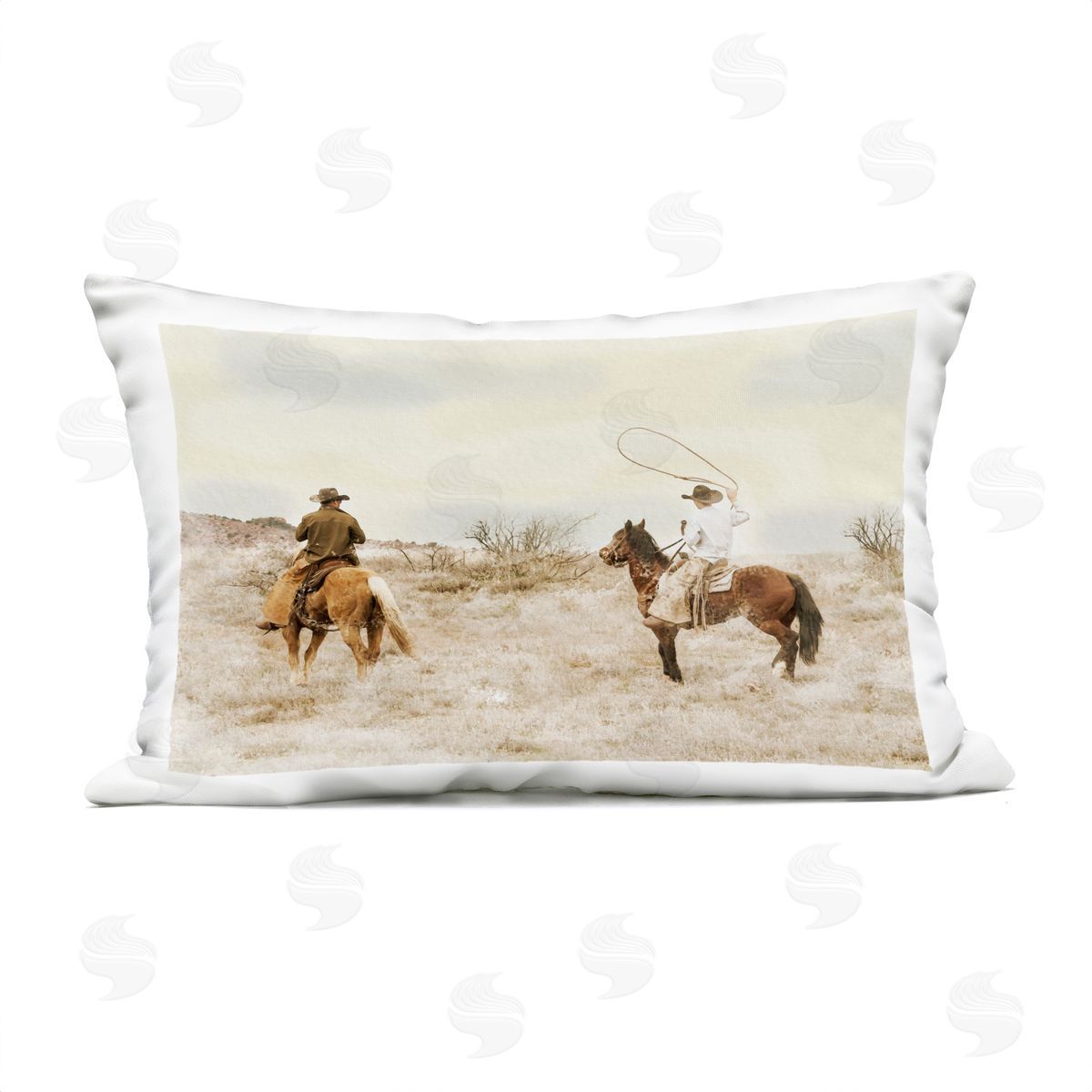 Marcus Prime Wrangling Cowboys Western Pair Plush Polyester Art Print Pillow