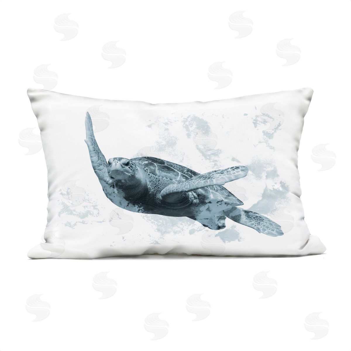 Marcus Prime Weathered Turtle Blue Portrait Plush Polyester Art Print Pillow