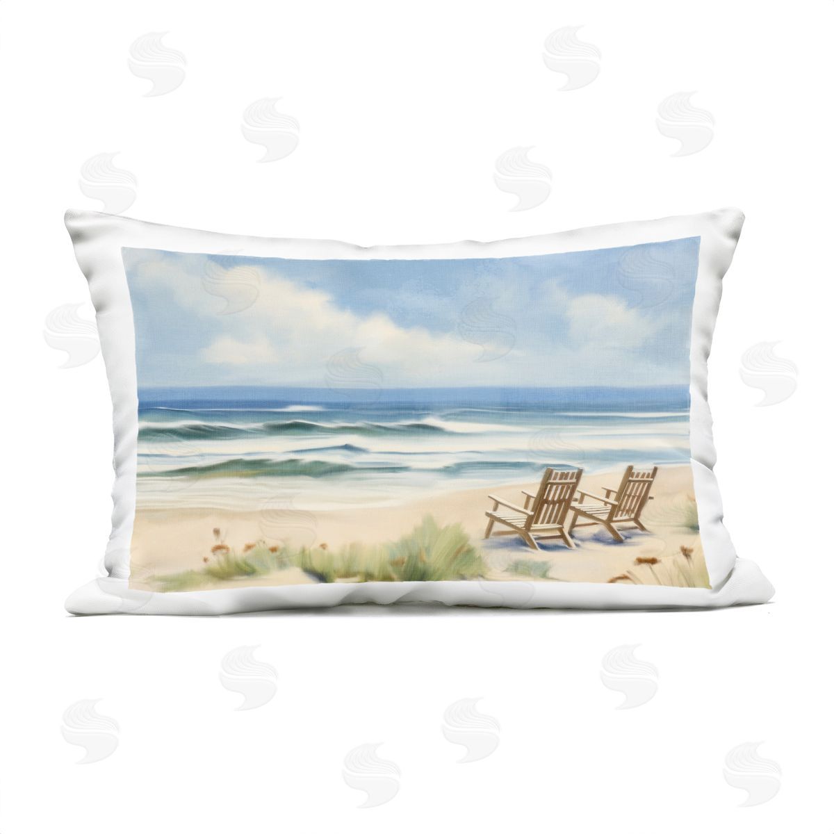 Kim Allen Beach Coast Chair View Plush Polyester Art Print Pillow