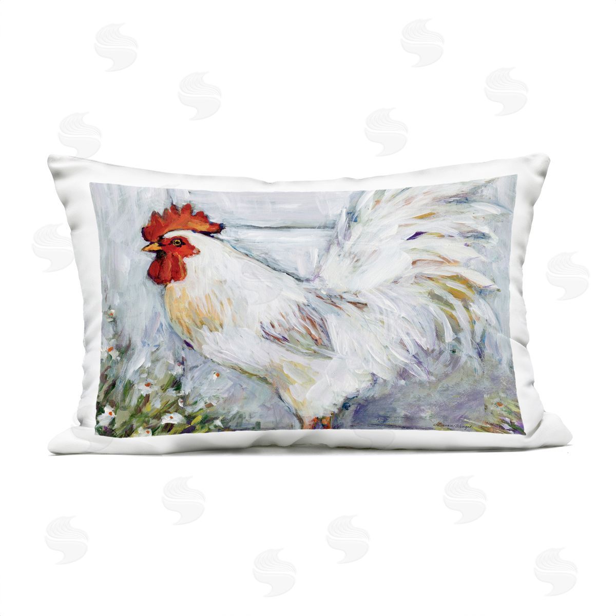 Susan Winget | White Rooster in Flower Garden