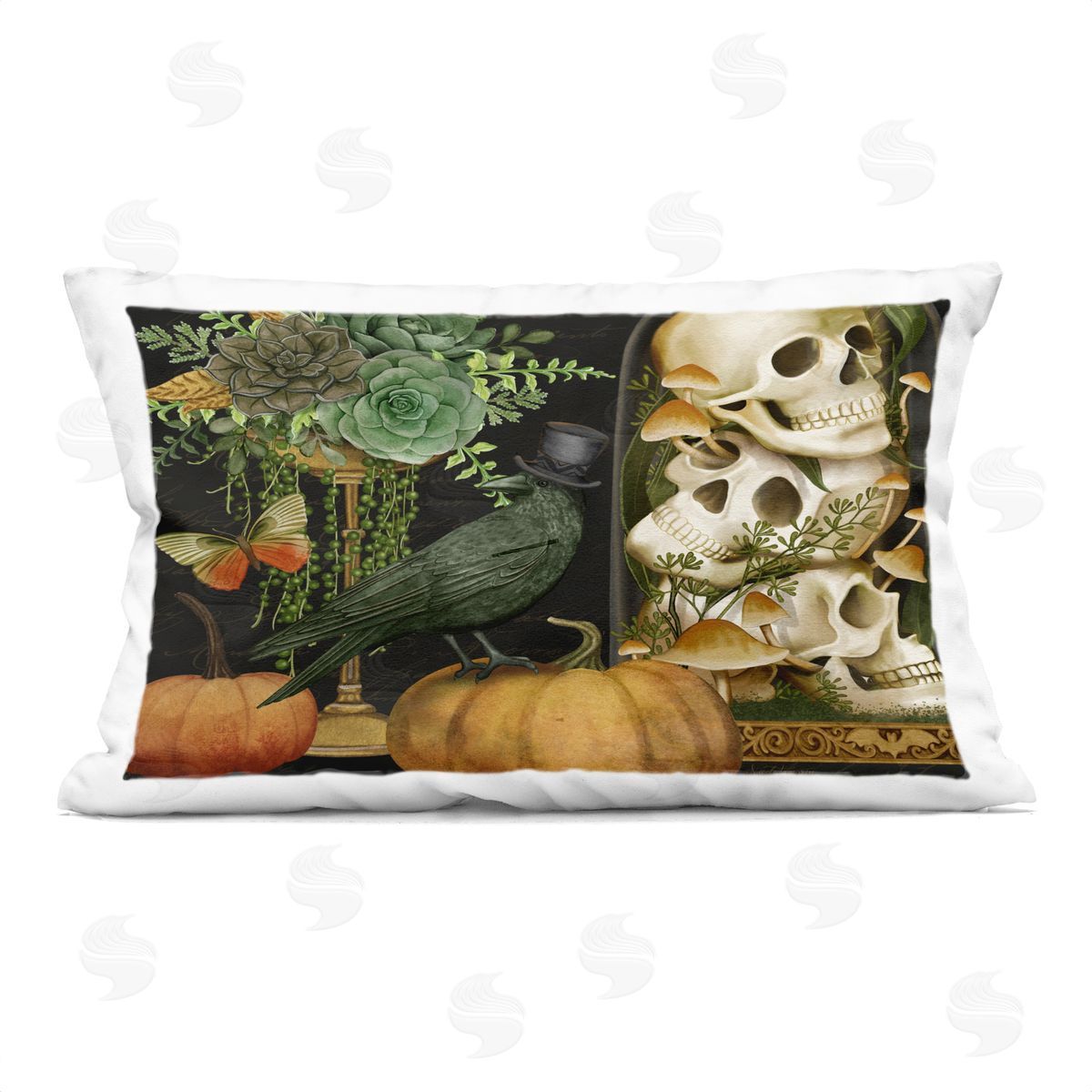 Nicole Tamarin Crow & Skulls Academia Plush Polyester Art Print Pillow
