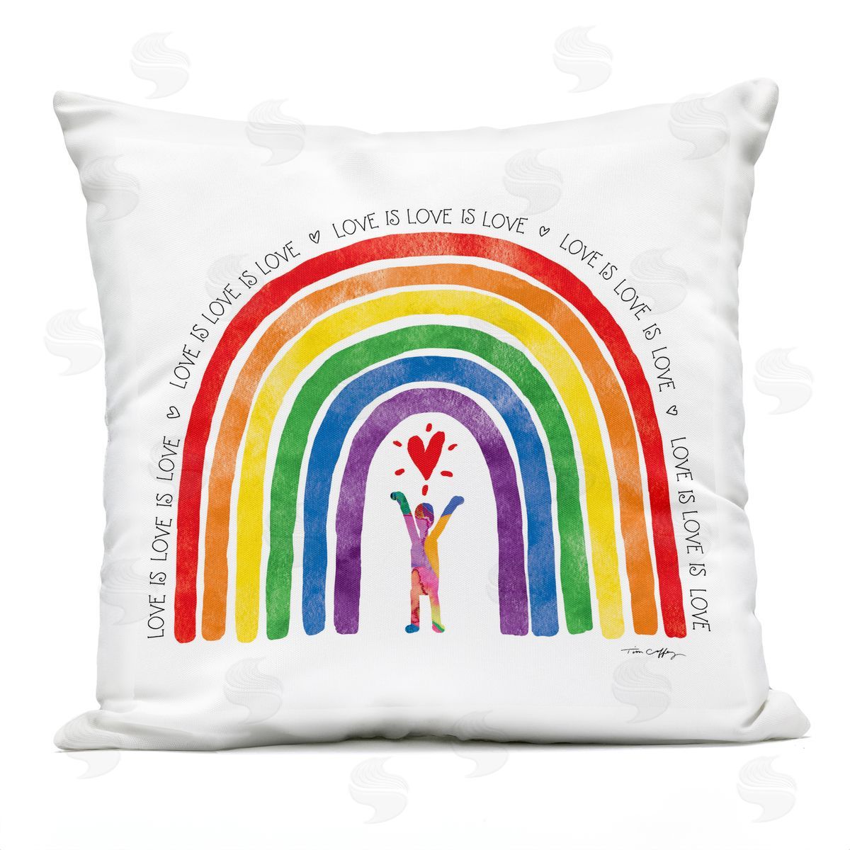 Tim Coffey Love Is Love Pride Inclusivity Plush Polyester Art Print Pillow