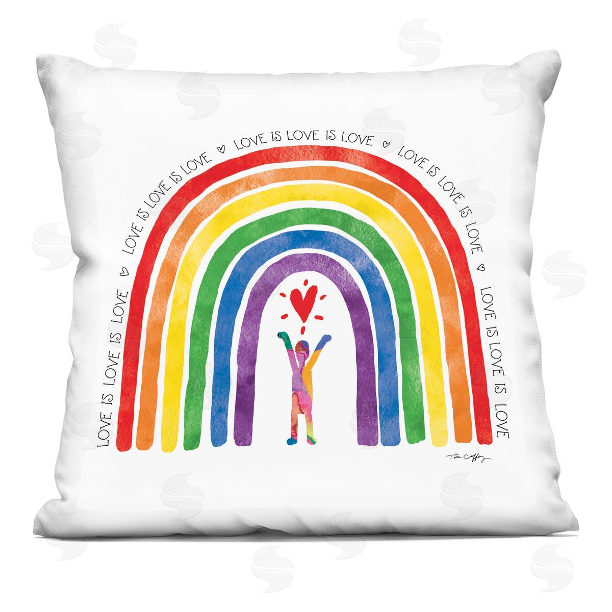 Tim Coffey Love Is Love Pride Inclusivity Plush Polyester Art Print Pillow